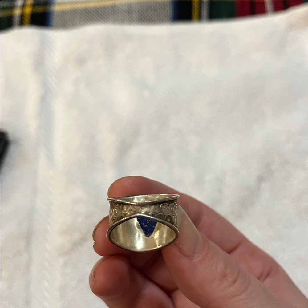 Gold and Blue Triangle Ring - Picture 3 of 3